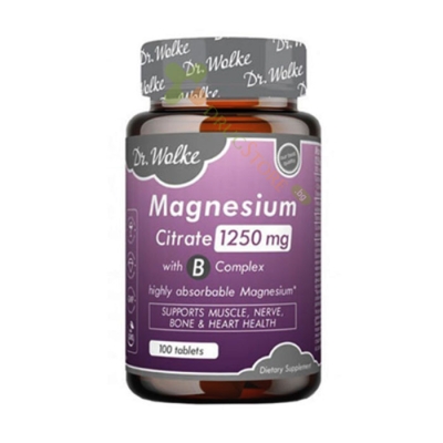 МАГНЕЗИЕВ ЦИТРАТ + B - КОМПЛЕКС таблетки 1250 мг 100 броя / DR. WOLKE MAGNESIUM CITRATE + B - COMPLEX