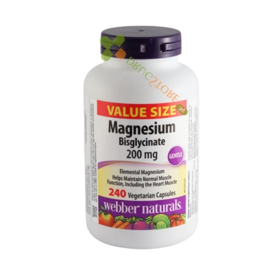 МАГНЕЗИЙ БИСГЛИЦИНАТ капсули 200 мг 240 броя / WEBBER NATURALS ЛС MAGNESIUM BISGLYCINATE  