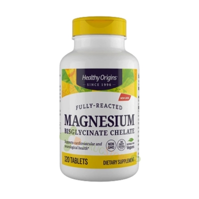 МАГНЕЗИЙ БИСГЛИЦИНАТ таблетки 100 мг 120 броя / HEALTHY ORIGINS MAGNESIUM BISGLYCINATE HELATE 