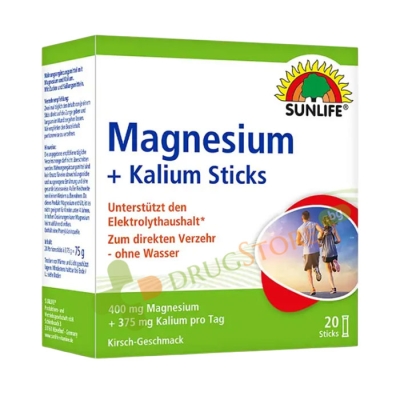 МАГНЕЗИЙ + КАЛИЙ саше 20 броя / SUNLIFE MAGNESIUM + POTASSIUM sachets
