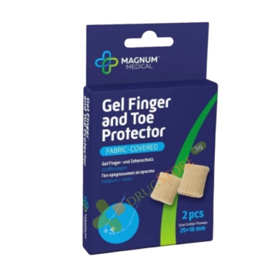 МАГНУМ МЕДИКАЛ ГЕЛ ПРЕДПАЗИТЕЛИ ЗА ПРЪСТИ С ПЛАТ 25 х 18 мм 2 броя / MAGNUM MEDICAL GEL FINGER AND TOE PROTECTOR FABRIC-COVERD