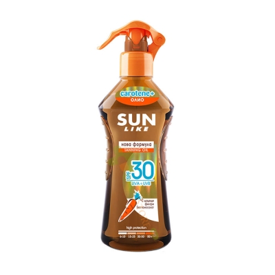 МАСЛО ЗА БЪРЗ ЗАГАР С ПОМПА SPF30 200 мл / SUN LIKE CAROTENE TANNING OIL SPRAY SPF30 