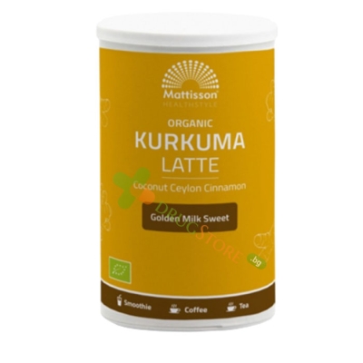 МАТИСЪН БИО ЛАТЕ КУРКУМА С КОКОС И ЦЕЙЛОНСКА КАНЕЛА прах 175 г / MATTISSON HEALTHSTYLE BIO LATTE TURMERIC WITH COCONUT AND CEYLON CINNAMON powder