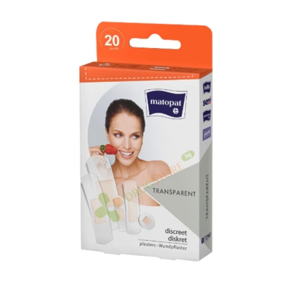 МАТОПАТ TRANSPARENT ПЛАСТИР ЗА РАНИ 20 броя / MATOPAT TRANSPARENT WOUND PATCH