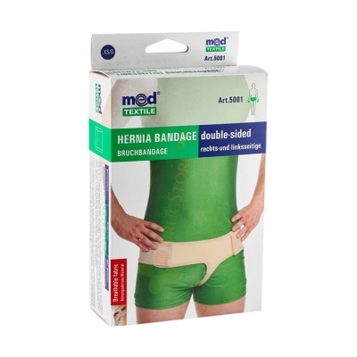 КОЛАН ЗА ЛЯВА И ДЯСНА ХЕРНИЯ 5001 РАЗМЕР XS / S / MEDTEXTILE HERNIA BANDAGE DOUBLE - SIDED 5001 SIZE XS / S