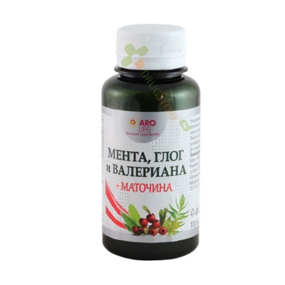 МЕНТА, ГЛОГ, ВАЛЕРИАНА+МАТОЧИНА сироп 110 мл / ARO LIFE PEPPERMINT, HAWTHORN, VALERIAN+MELISSA