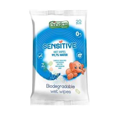 МОКРИ КЪРПИ БЕБЕЛАН СЕНСИТИВ 20 броя / BEBELAN WET WIPES SENSITIVE 
