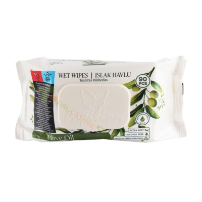 МОКРИ КЪРПИ ПАПИЛИОН С МАСЛИНА БЕЗ АЛКОХОЛ 90 броя / PAPILION WET WIPES OLIVE OIL 