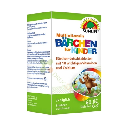 МУЛТИВИТАМИНИ С КАЛЦИЙ ЗА ДЕЦА таблетки 60 броя / SUNLIFE KIDS MULTIVITAMINS WITH CALCIUM tablets