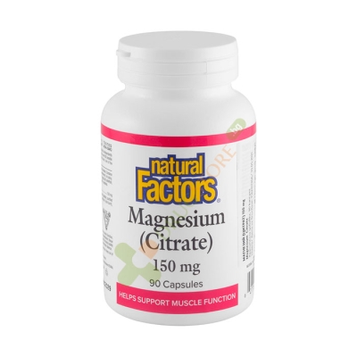 НАТУРАЛ ФАКТОРС МАГНЕЗИЕВ ЦИТРАТ капсули 150 мг 90 броя / NATURAL FACTORS MAGNESIUM CITRATE