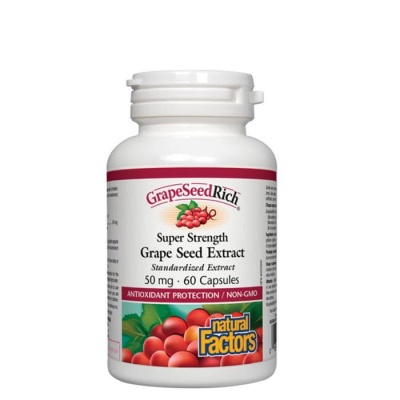 НАТУРАЛ ФАКТОРС ЕКСТРАКТ ОТ ГРОЗДОВИ СЕМКИ капсули 50 мг. 60 броя / NATURAL FACTORS GRAPE SEED EXTRACT