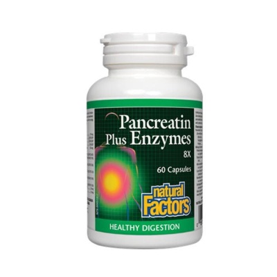 НАТУРАЛ ФАКТОРС ПАНКРЕАТИН ПЛЮС ЕНЗИМИ 363 мг. 60 броя / NATURAL FACTORS PANCREATIT PLUS ENZYMES