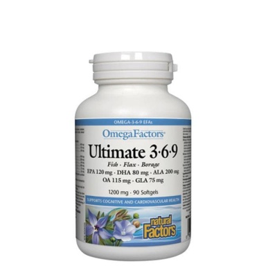 НАТУРАЛ ФАКТОРС УЛТИМАТ ОМЕГА 3-6-9 капсули 1200 мг 90 броя / NATURAL FACTORS ULTIMATE OMEGA 3-6-9