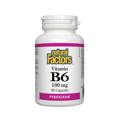 НАТУРАЛ ФАКТОРС ВИТАМИН Б6 ПИРИДОКСИН таблетки 100 мг. 90 броя / NATURAL FACTORS VITAMIN B6 PYRIDOXINE