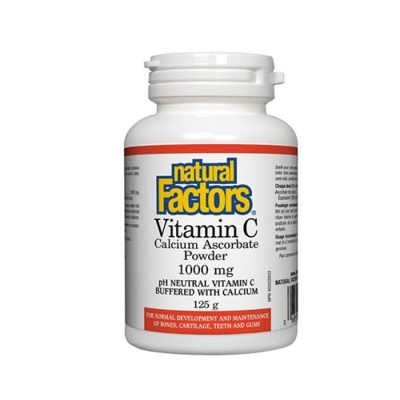 НАТУРАЛ ФАКТОРС ВИТАМИН C КАЛЦИЕВ АСКОРБАТ пудра 1000 мг 125 грама / NATURAL FACTORS VITAMIN C CALCIUM ASCORBATE