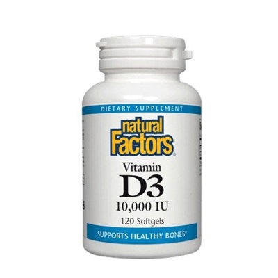 НАТУРАЛ ФАКТОРС ВИТАМИН D3 10 000 IU капсули 120 броя / NATURAL FACTORS VITAMIN D3 10 000 IU