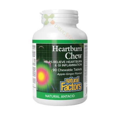НАТУРАЛ ФАКТОРС БИЛКОВ АНТИАЦИД дъвчащи таблетки 90 броя / NATURAL FACTORS HEARTBURN CHEW 