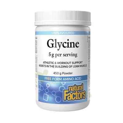 НАТУРАЛ ФАКТОРС ГЛИЦИН прах 450 г / NATURAL FACTORS  GLYCINE powder