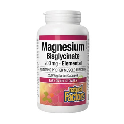 НАТУРАЛ ФАКТОРС МАГНЕЗИЕВ БИСГЛИЦИНАТ капсули 250 броя / NATURAL FACTORS MAGNESIUM BYSGLYCINATE 