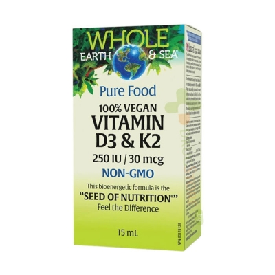 НАТУРАЛ ФАКТОРС ВИТАМИН D3 250 IU + K2 30 мкг капки 15 мл / NATURAL FACTORS VITAMIN D3 250 IU & K2 30 mcg drops 