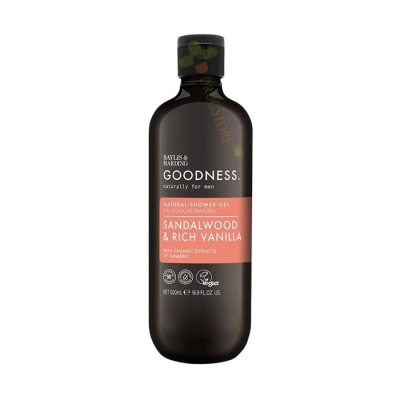 НАТУРАЛЕН ДУШ ГЕЛ ЗА ТЯЛО САНДАЛОВО ДЪРВО И ВАНИЛИЯ ЧАЙ 500 мл / BAYLIS & HARDING NATURAL SHOWER GEL FOR MEN SANDALWOOD & RICH VANILLA 