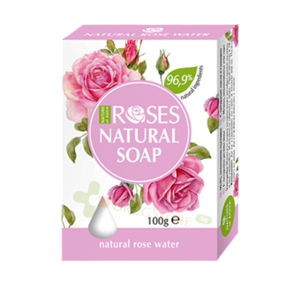 НАТУРАЛЕН САПУН ROSES С РОЗОВА ВОДА 100 г / NATURE OF AGIVA ROSES NATURAL SOAP WITH ROSE WATER 