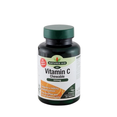 ВИТАМИН C дъвчащи таблетки 500 мг 50 броя / NATURES AID VITAMIN C