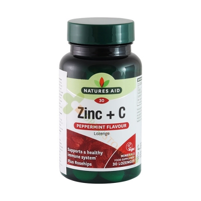 ЦИНК+ВИТАМИН C таблетки за смучене 30 броя / NATURES AID ZINC + VITAMIN C