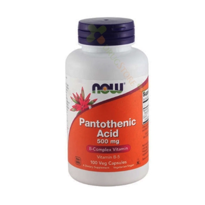 НАУ ФУДС ВИТАМИН B5 ПАНТОТЕНОВА КИСЕЛИНА капсули 500 мг 100 броя / NOW FOODS VITAMIN B 5 PANTOTHENIC ACID