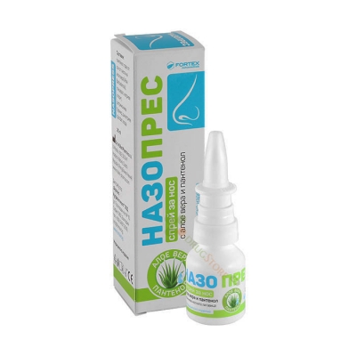 НАЗОПРЕС спрей за нос с алое вера и пантенол 20 мл / FORTEX NASOPRESS nasal spray with aloe vera and panthenol