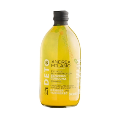 НЕФИЛТРИРАН ЯБЪЛКОВ ОЦЕТ С ДЖИНДЖИФИЛ И КУРКУМА, БИО 500 мл / ANDREA MILANO ORGANIC APPLE CIDER VINEGAR INFUSION WITH GINGER & TURMERIC 