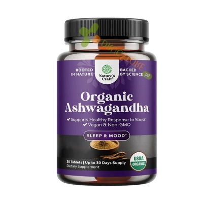 НЕЙЧЪРС КРАФТ АШВАГАНДА + ЧЕРЕН ПИПЕР таблетки 30 броя / NATURE'S KRAFT ASHWAGANDHA ORGANIC 