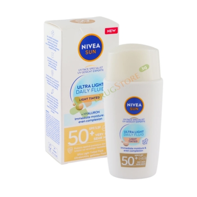 НИВЕА СЪН УЛТРА ЛАЙТ ДЕЙЛИ ФЛУИД СВЕТЪЛ SPF50+ 40 мл / NIVEA SUN UV FACE SPECIALIST ULTRA LIGHT DAILY FLUID LIGHT TINTED SPF50+