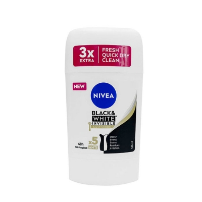 НИВЕА СТИК БЛЕК ЕНД УАЙТ ИНВИЗИБЪЛ СИЛКИ СМУУТ ЗА ЖЕНИ 50 мл / NIVEA BLACK AND WHITE INVISIBLE SILKY SMOOTH STICK FOR WOMEN