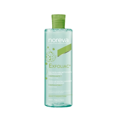ПОЧИСТВАЩА МИЦЕЛАРНА ВОДА ЗА МАЗНА КОЖА 400 мл / NOREVA EXFOLIAC MECELLAR WATER CLEANSER MAKE-UP REMOVER