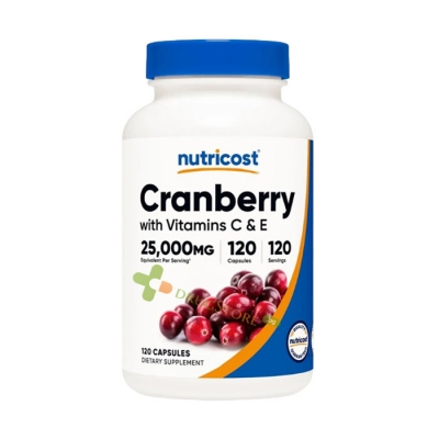 ЧЕРВЕНА БОРОВИНКА + ВИТАМИН C + ВИТАМИН E капсули 120 броя / NUTRICOST CRANBERRY + VITAMIN C + VITAMIN E 