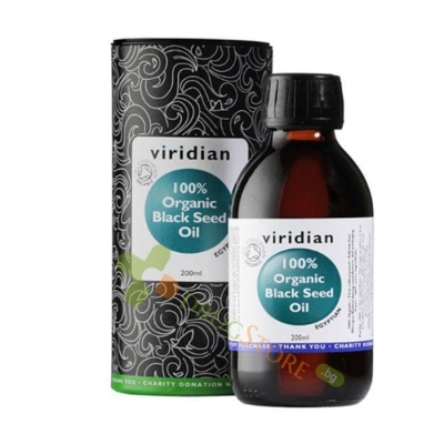 ОРГАНИЧНО МАСЛО ОТ ЧЕРЕН КИМИОН 200 мл / VIRIDIAN ORGANIC BLACK SEED OIL 