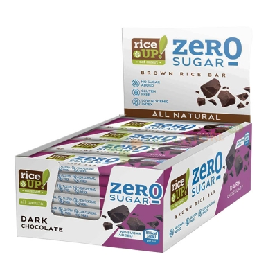 ОРИЗОВ БАР БЕЗ ДОБАВЕНА ЗАХАР ТЪМЕН ШОКОЛАД 18 г 20 броя / RICE UP! RICE BAR ZERO SUGAR ADDED DARK CHOCOLATE 18 g 