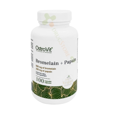 ОСТРОВИТ БРОМЕЛАИН + ПАПАИН ЕНЗИМИ капсули 100 броя / OSTROVIT BROMELAIN + PAPAIN ENZYMES