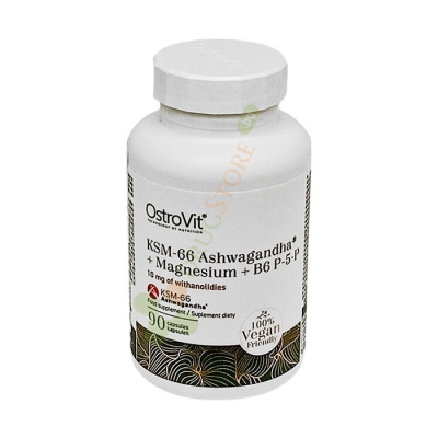 ОСТРОВИТ KSM-66 АШВАГАНДА + МАГНЕЗИЙ + B6 P-5-P капсули 90 броя / OSTROVIT KSM-66 ASHWAGANDHA + MAGNESIUM + B6 P-5-P