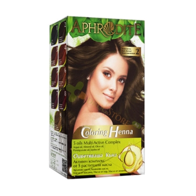 ОЦВЕТЯВАЩА КЪНА АФРОДИТА 2 ТЪМЕН КЕСТЕН 50 г / AFRODITA COLORING HENNA 2 DARK CHESTNUT