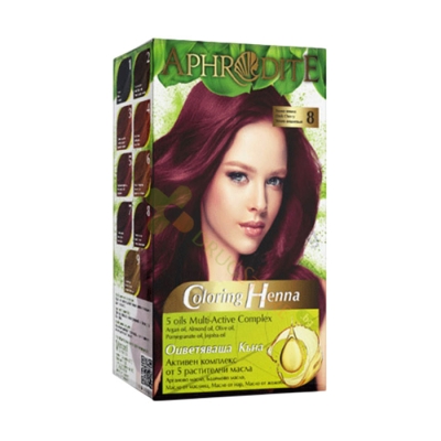 ОЦВЕТЯВАЩА КЪНА 8 ТЪМНА ВИШНА 50 г / AFRODITA COLORING HENNA 8 DARK CHERRY 