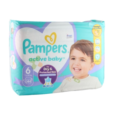 ПАМПЕРС АКТИВ БЕЙБИ размер 6 (13 - 18 кг) 44 броя / PROCTER & GAMBLE PAMPERS ACTIVE BABY 13 - 18 kg