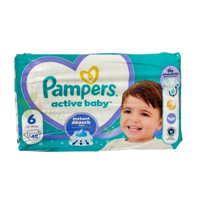 ПАМПЕРС АКТИВ БЕЙБИ №6 13-18 кг 48 броя / PAMPERS ACTIVE BABY №6 13-18 kg 