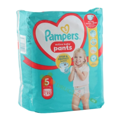 ПАМПЕРС АКТИВ БЕЙБИ STOP&PROTECT ГАЩИ размер 5 (11 - 17 кг) 22 броя / PROCTER & GAMBLE PAMPERS ACTIVE BABY PANTS 5 (11 - 17 kg)