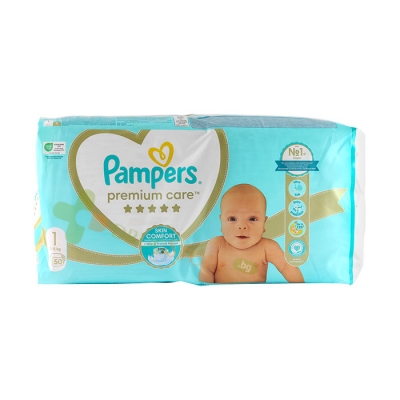 ПАМПЕРС ПРЕМИУМ КЕЪР НЮБОРН 2 - 5 кг 50 броя / PAMPERS PREMIUM CARE NEWBORN 