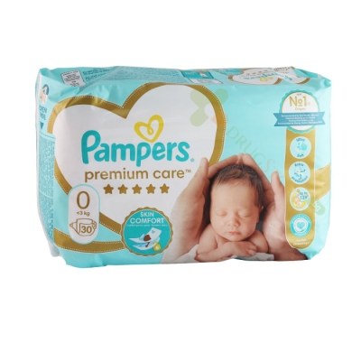 ПАМПЕРС ПРЕМИУМ КЕЪР НЮБОРН до 3 кг 30 броя / PROCTER & GAMBLE PAMPERS PREMIUM CARE NEWBORN 3 kg