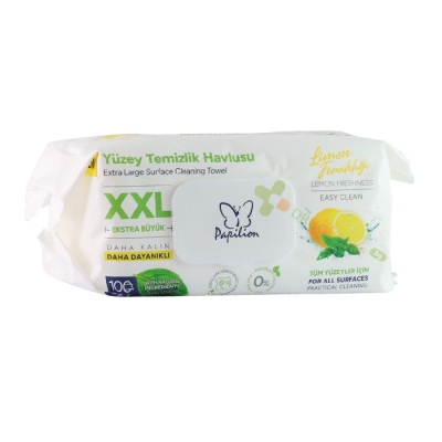 МОКРИ КЪРПИ ПАПИЛИОН ЛИМОН XXL 100 броя / PAPILION WET WIPES LEMON FRESHNESS XXL