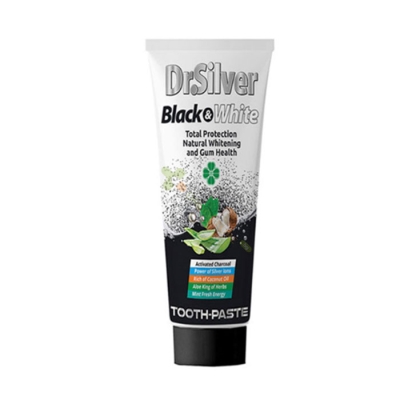ПАСТА ЗА ЗЪБИ ДОКТОР СИЛВЪР БЛЕК ЕНД УАЙТ 75 мл / DR. SILVER THOOTPASTE BLACK AND WHITE
