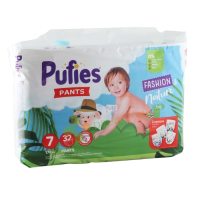 ПЕЛЕНИ ГАЩИ ПУФИС ФЕШЪН & НЕЙЧЪР №7 17+ кг 32 броя / PUFIES FASHION & NATURE PANTS №7 17+ kg 